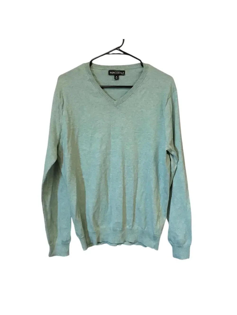 J.Crew Mercantile V Neck Sweater Men’s M Green 100% Cotton Lightweight Knit